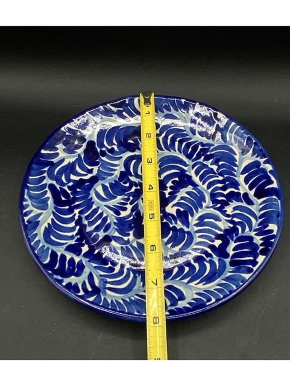 Talavera Pottery Mexican Folk Art 8” Blue Plate Salad Dessert Vintage A - Picture 3 of 4